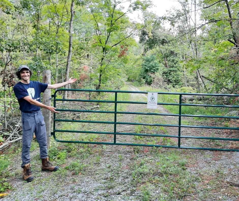 Main gate at Jeffrey-Cowan Forest Preserve