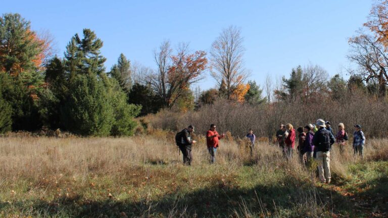 Gary Pritchard from 4 Directions Conservation Consulting Services leading an Indigenous Bioblitz at Kawartha Land Trusts's Dance Nature Sanctuary in fall
