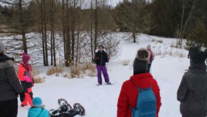 Patricia Wilson leading Kawartha Land Trust's 2022 Black History Month winter guided hike at Dance Nature Sanctuary.
