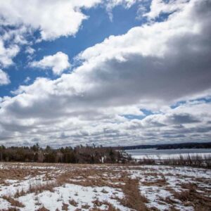 Panoramic view from meadow at John Earle Chase Memorial Park in Trent Lakes