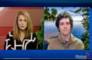 Screenshot of Hayden Wilson being interviewed on Global News