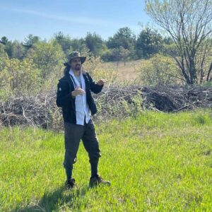 Creators Garden Birds' Junaid Shahzad Khan guiding a hike at Kawartha Land Trust's Ballyduff Trails